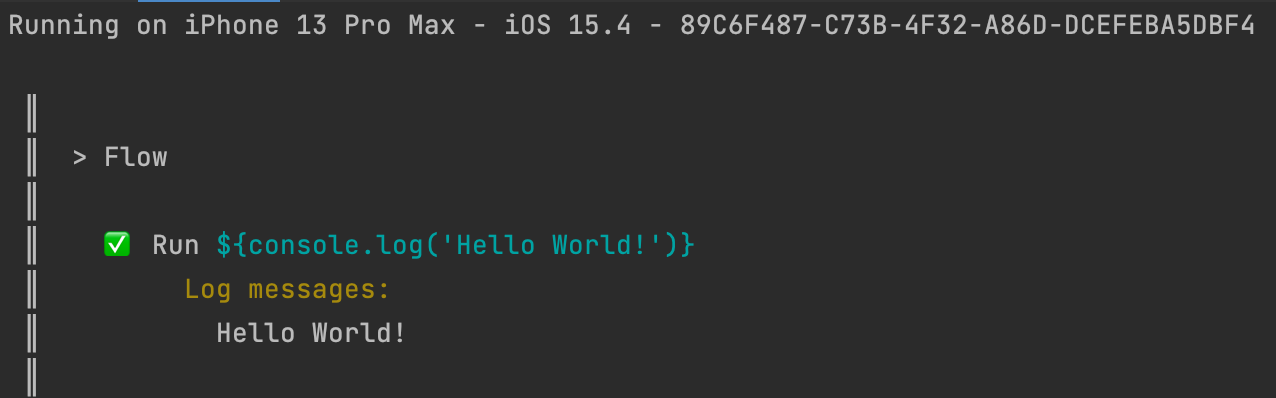 Console output from a JavaScript file.